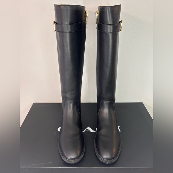 Coach Felicity Leather Riding Boots Black Gold Hardware Size 10 - Picture 2 of 11